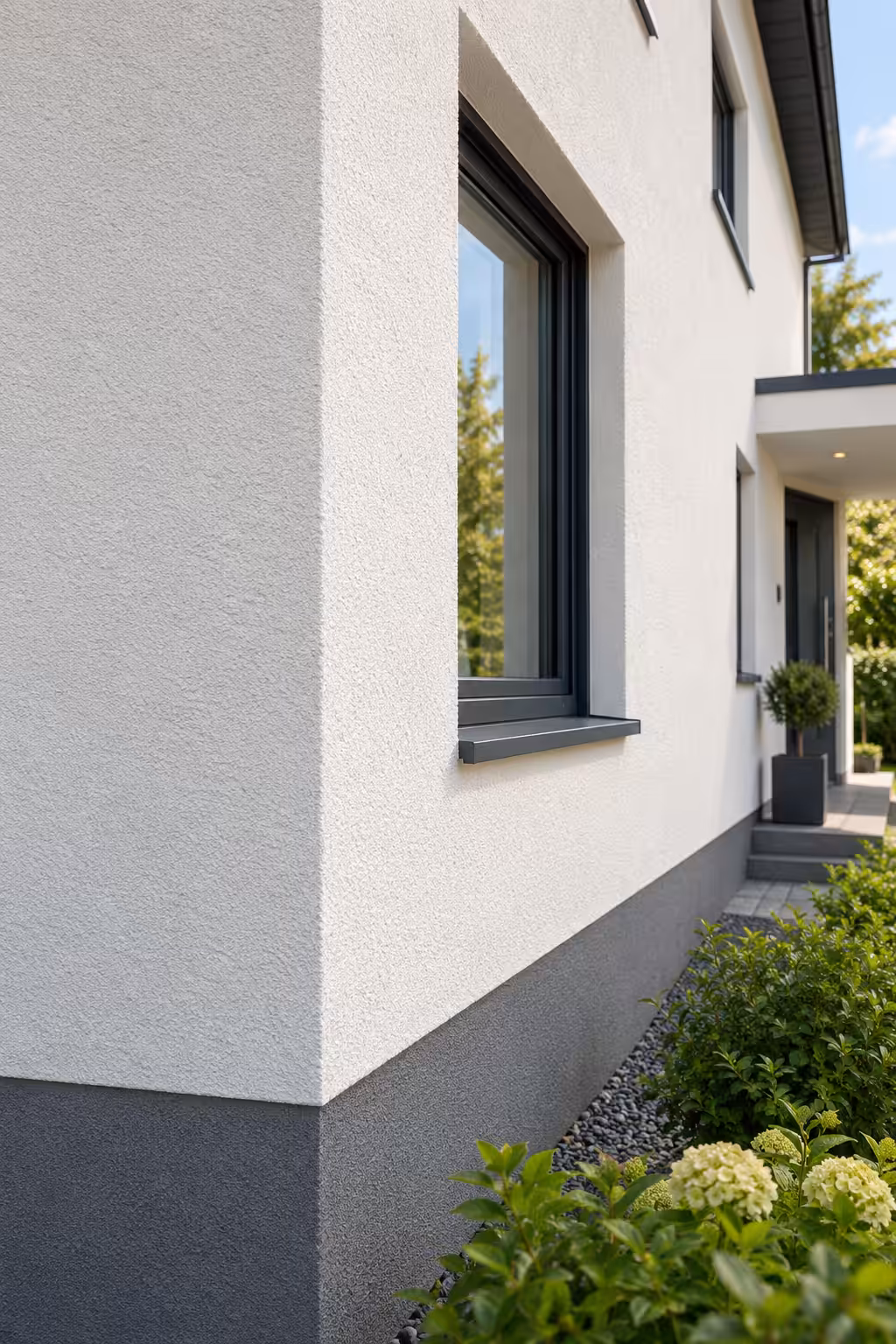 Frisch verputzte Hausecke